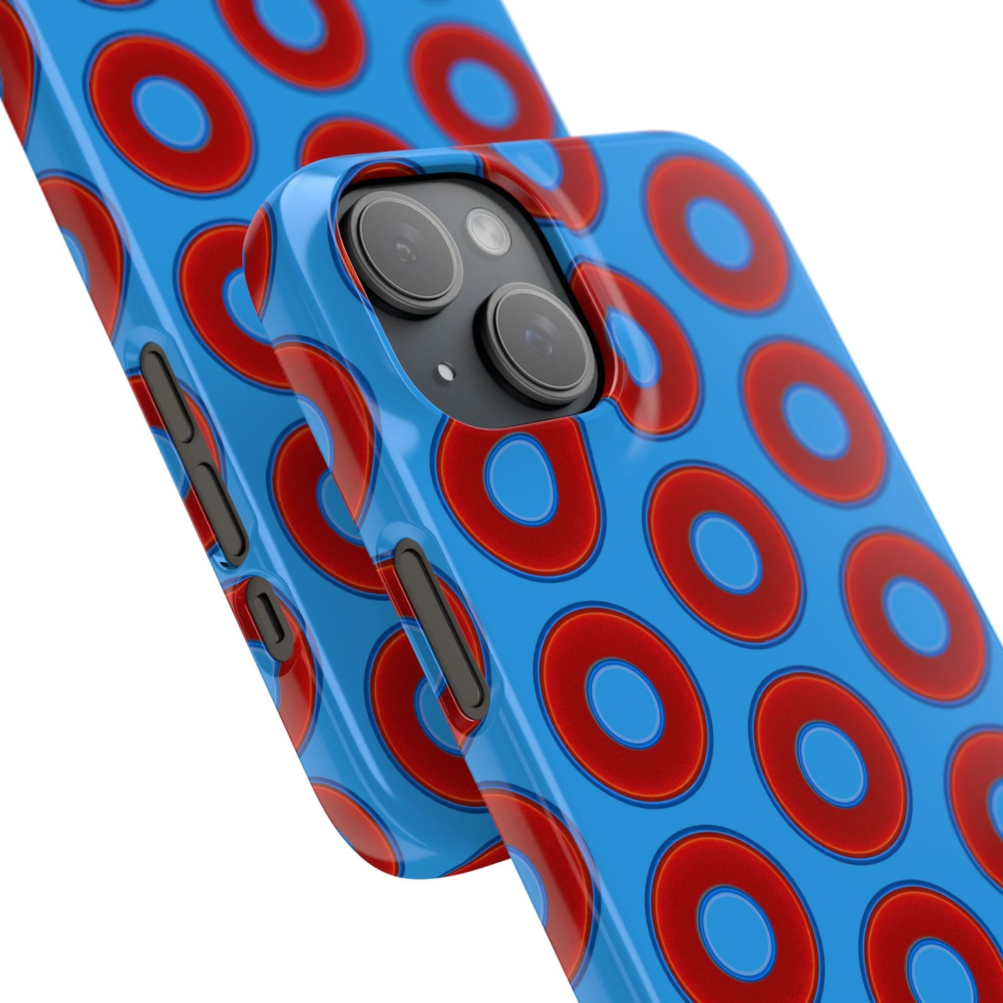 Lumpy Donut Snap Case - red vivid donut print w/sky royal blue background