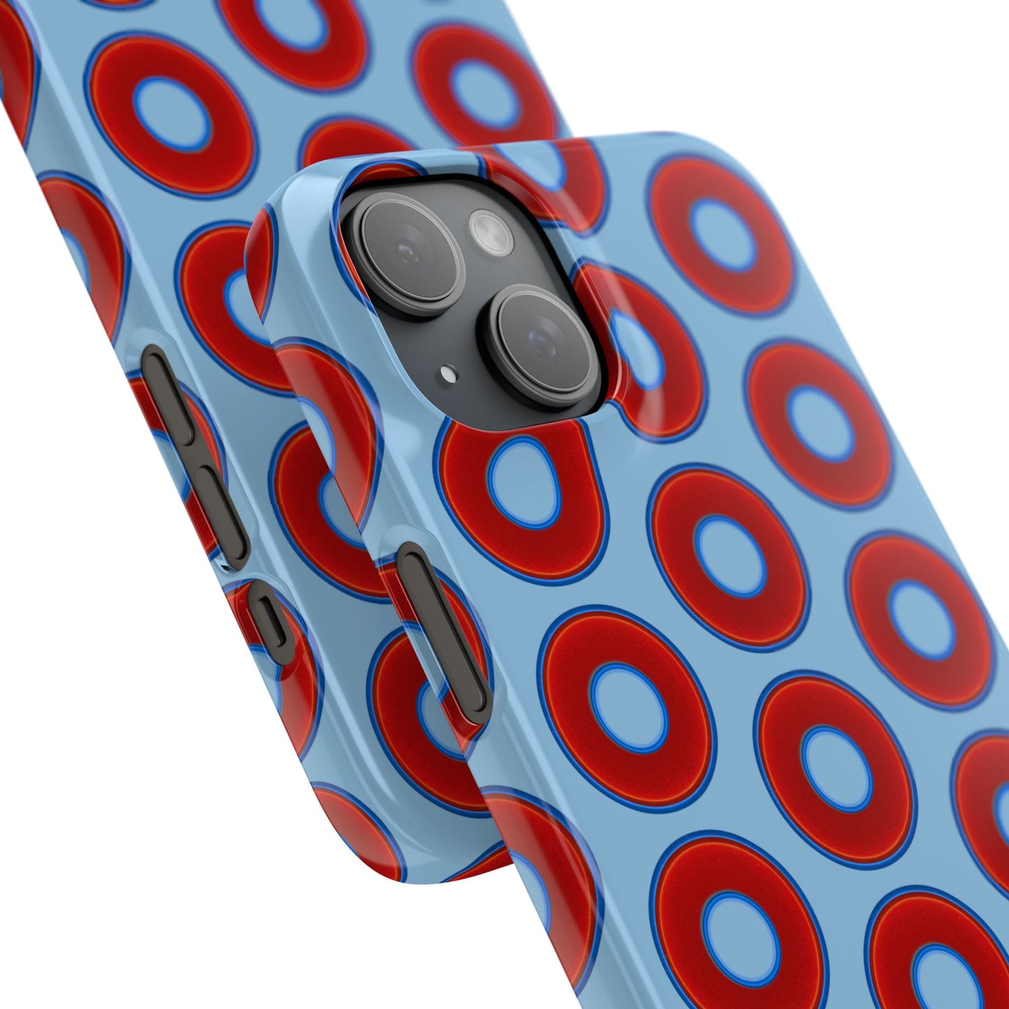 Lumpy Donut Snap Case - red vivid donut print w/sky blue background