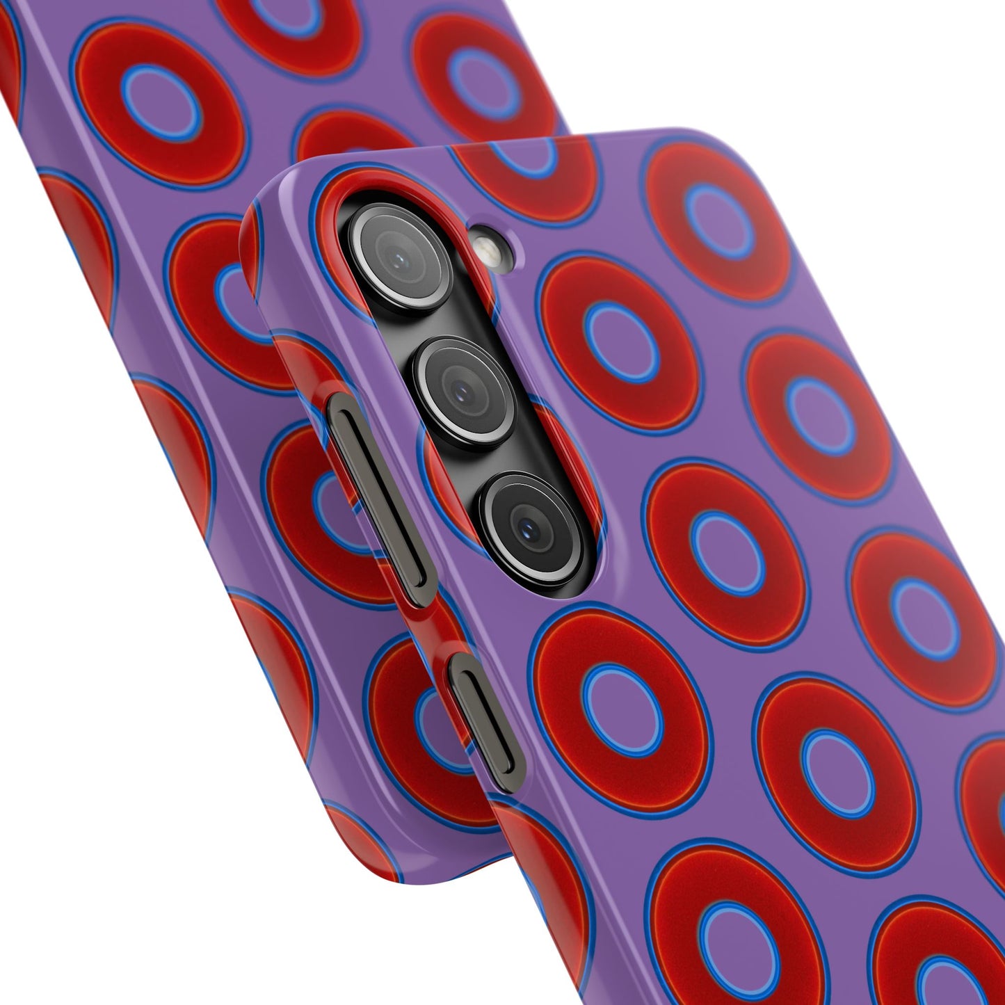 Lumpy Donut Snap Case - red vivid donut print w/light purple background