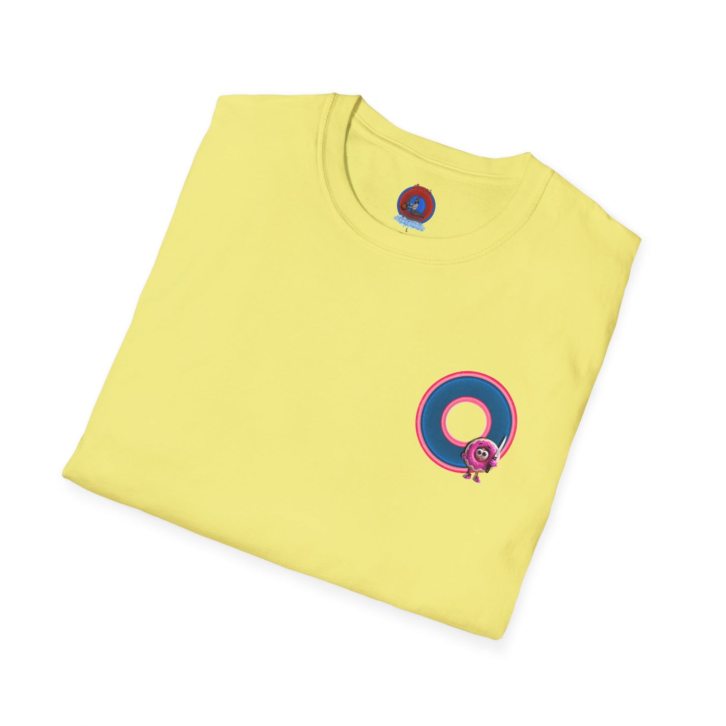 Classic Donut Tee - Unisex Soft-Style - "My Friend the Donut " - series 1.0  - variant 2 - blue/pink donut