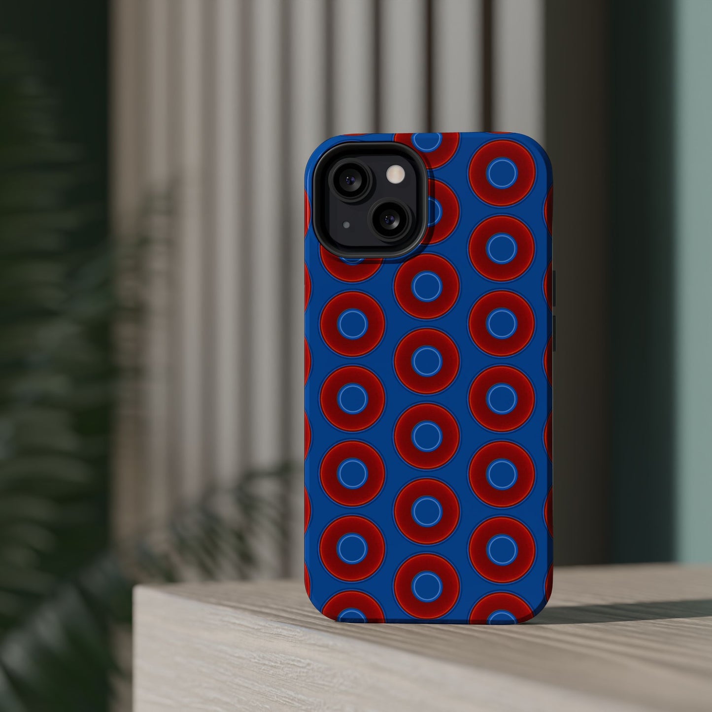 Magnetic Tough Donut Case - red vivid donut print w/dark royal blue background