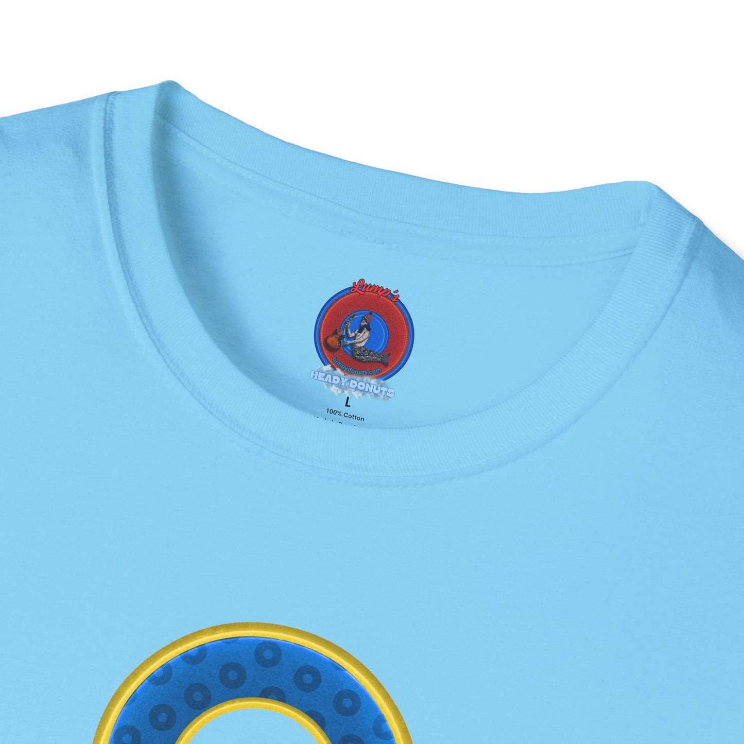 Plain Donuts/Unisex Soft-Style - "Plain Wide Mouthed Paradoxical Donuts" - blue/yellow donuts