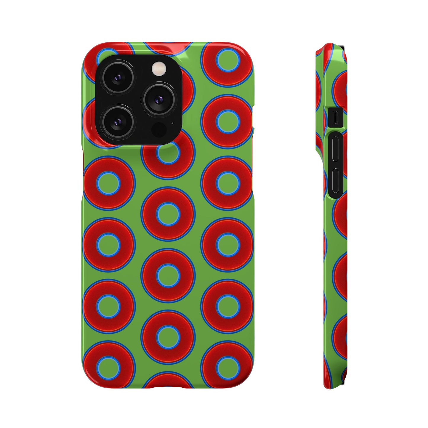 <Lumpy Donut Snap Case - red vivid donut print w/light green background