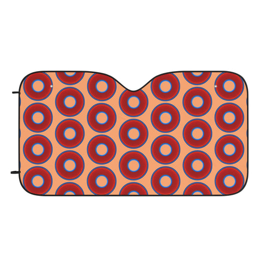 Automotive Donut Sun Shade - red vivid donuts w/peach background