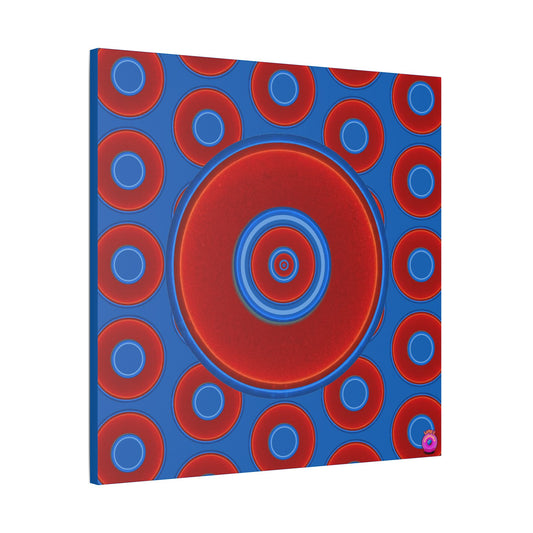 Donuts4charity - Giant Canvas [36" x 36"] - vivid red donut / vivid red donut print / dark royal blue background