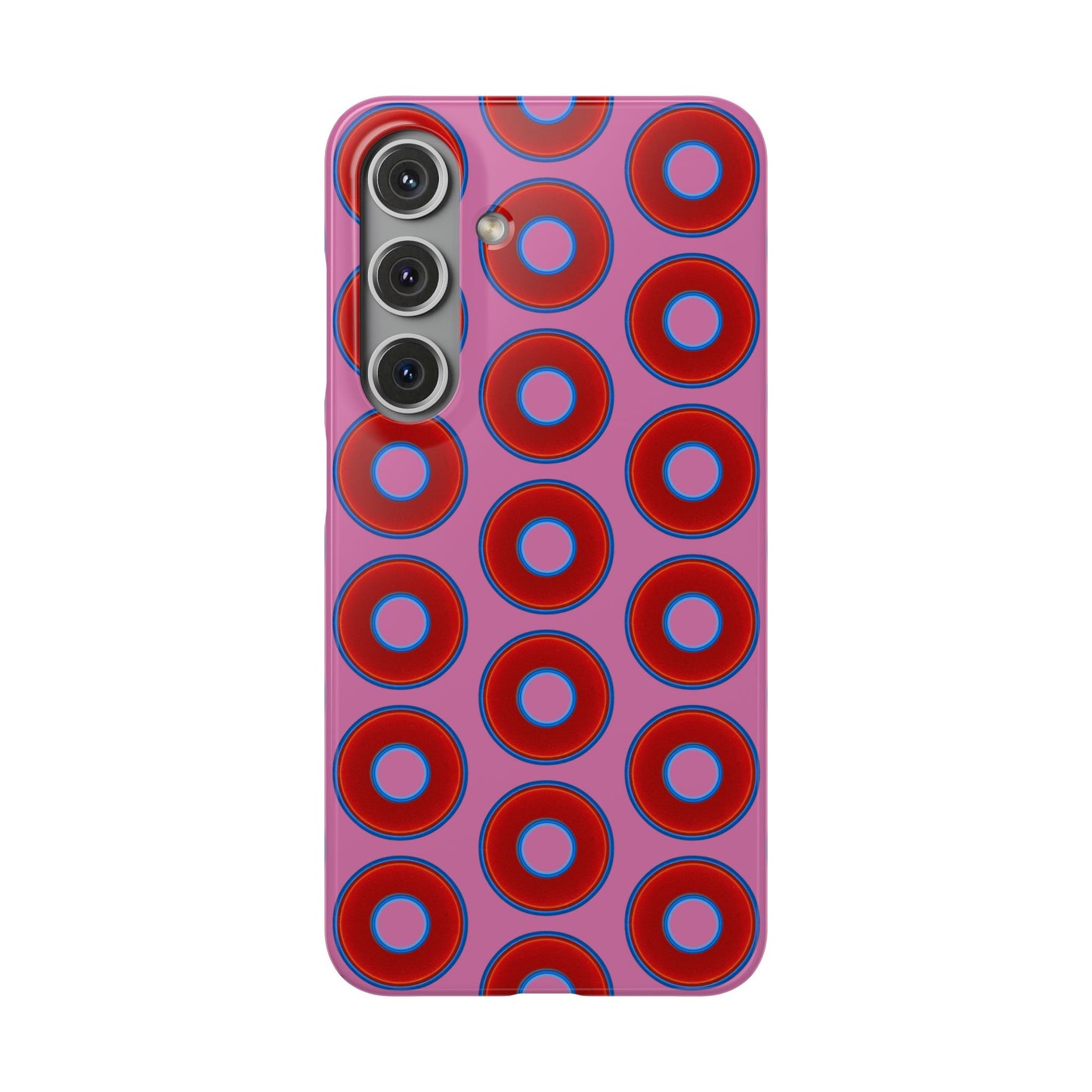 Lumpy Donut Snap Case - red vivid donut print w/light pink background