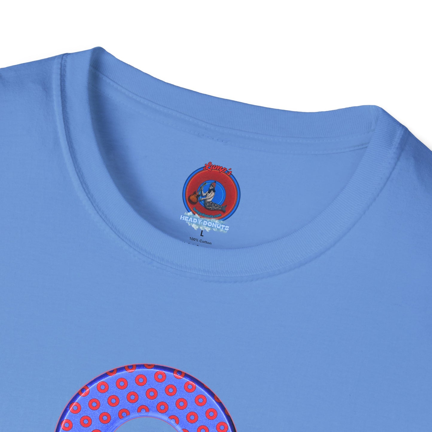 Plain Donuts/Unisex Soft-Style - "Plain Electric Paradoxical Donuts" - light royal blue/red donuts