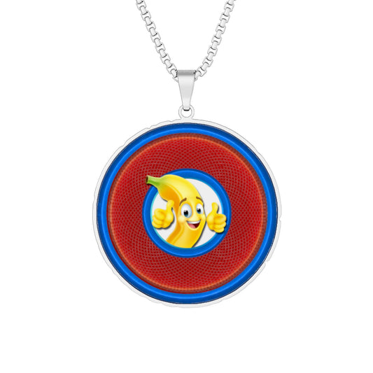 Lump's Heady Donut Necklace - 1" x 1" Stainless Steel Pendant - "Cool Shade Donut" - rustic red donut