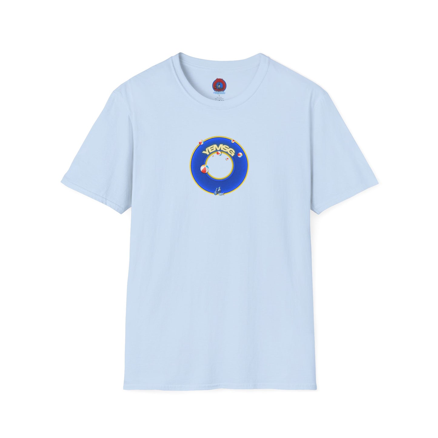 Donut Tee - Unisex Soft-Style - "The Donut's Secret Ingredient? MSG" - vivid blue/yellow donut - variant 2