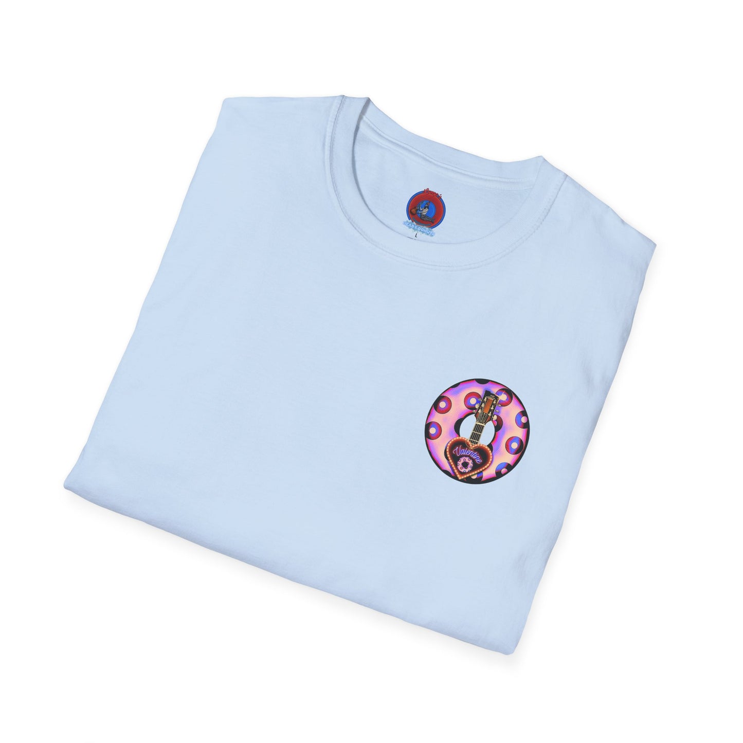 Classic Donut Tee - Unisex Soft-Style - "Would You Be My Donut?" - paradoxical faded purple/red donut - variant 3