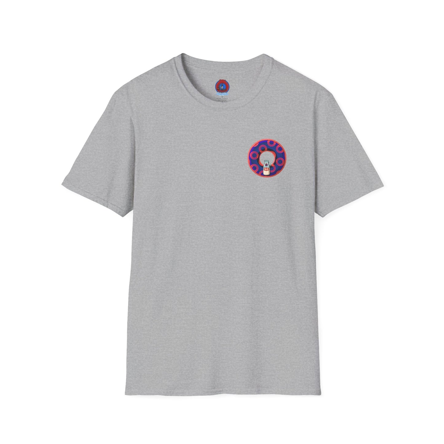 Classic Donut Tee - Unisex Soft-Style - "Wooked Cream - YEMSG Donut " - dark electric blue/red rustic paradox donut - variant 2