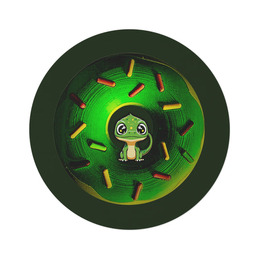 Round Room - 5 ft x 5 ft Lumpy Donut Rug - "Little Baby Rutherford's Donut Rug" - green Simspons donw w/navy background & sprinkles