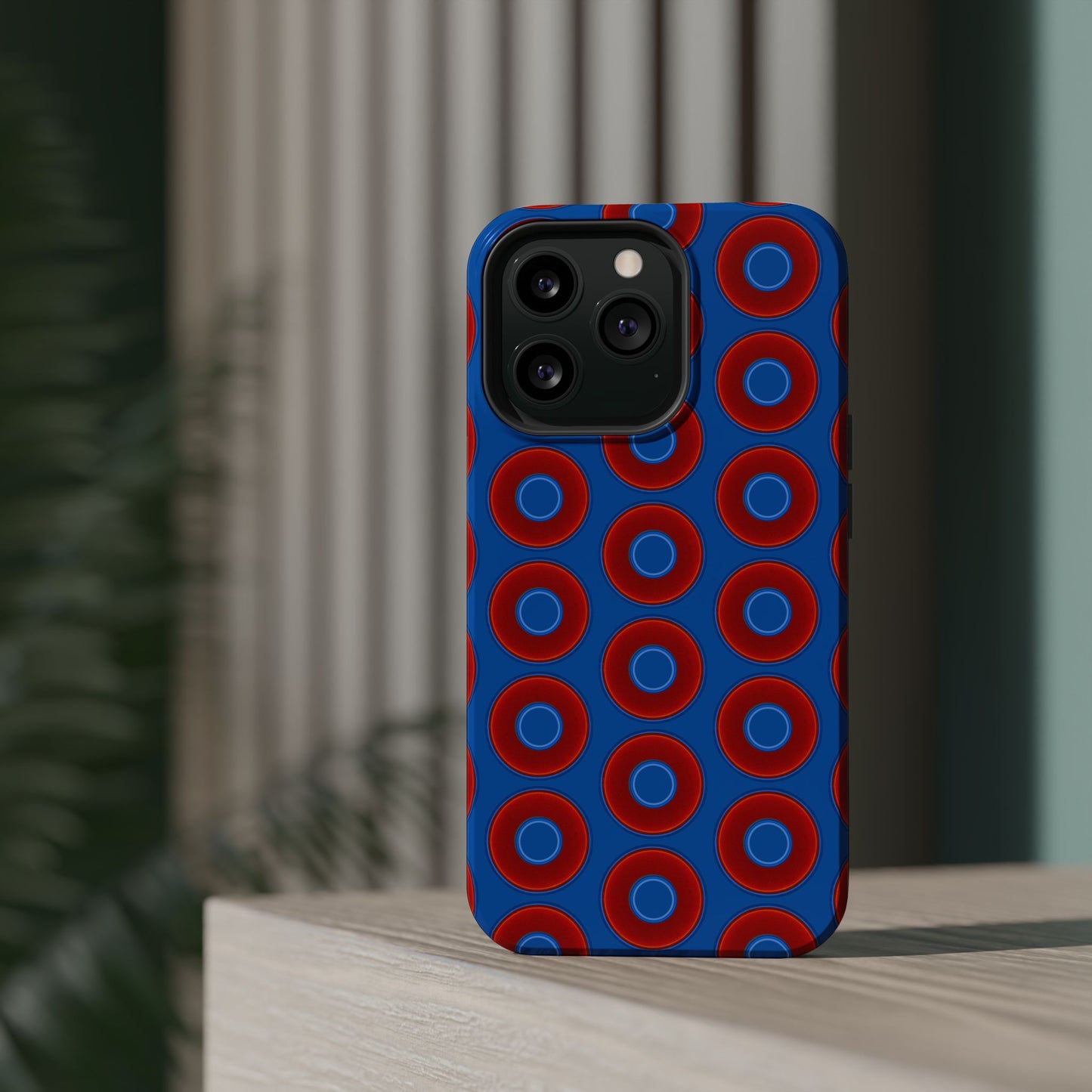 Magnetic Tough Donut Case - red vivid donut print w/dark royal blue background