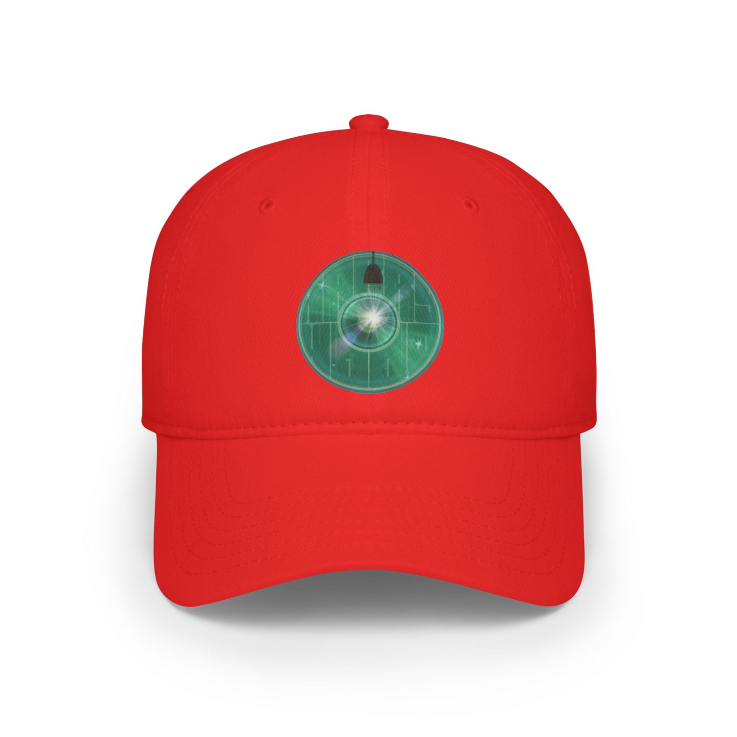 Lumpy Donut Baseball Cap - "Harry Hoodlum Donut Cap" - variant 3 - vivid green blue donut w/light & words