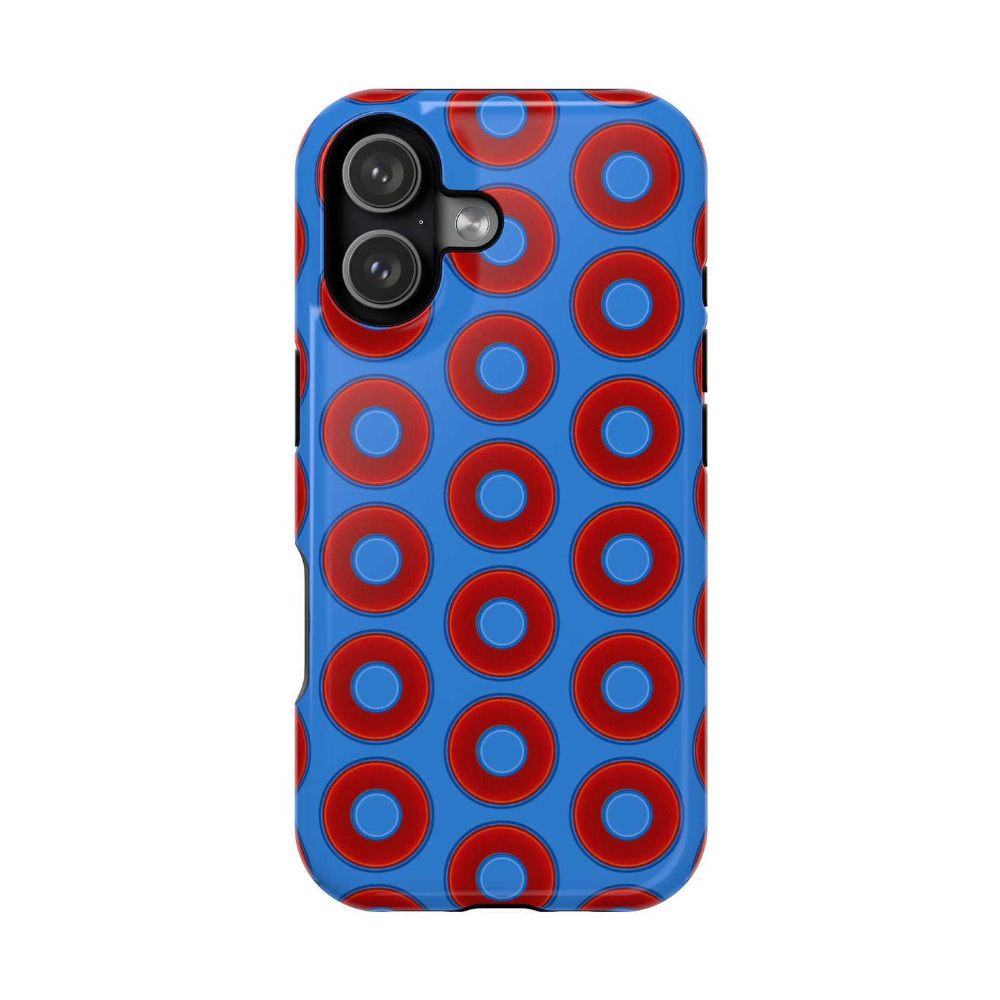 Impact-Resistant Lumpy Donut Case - red vivid donut print w/light royal blue background