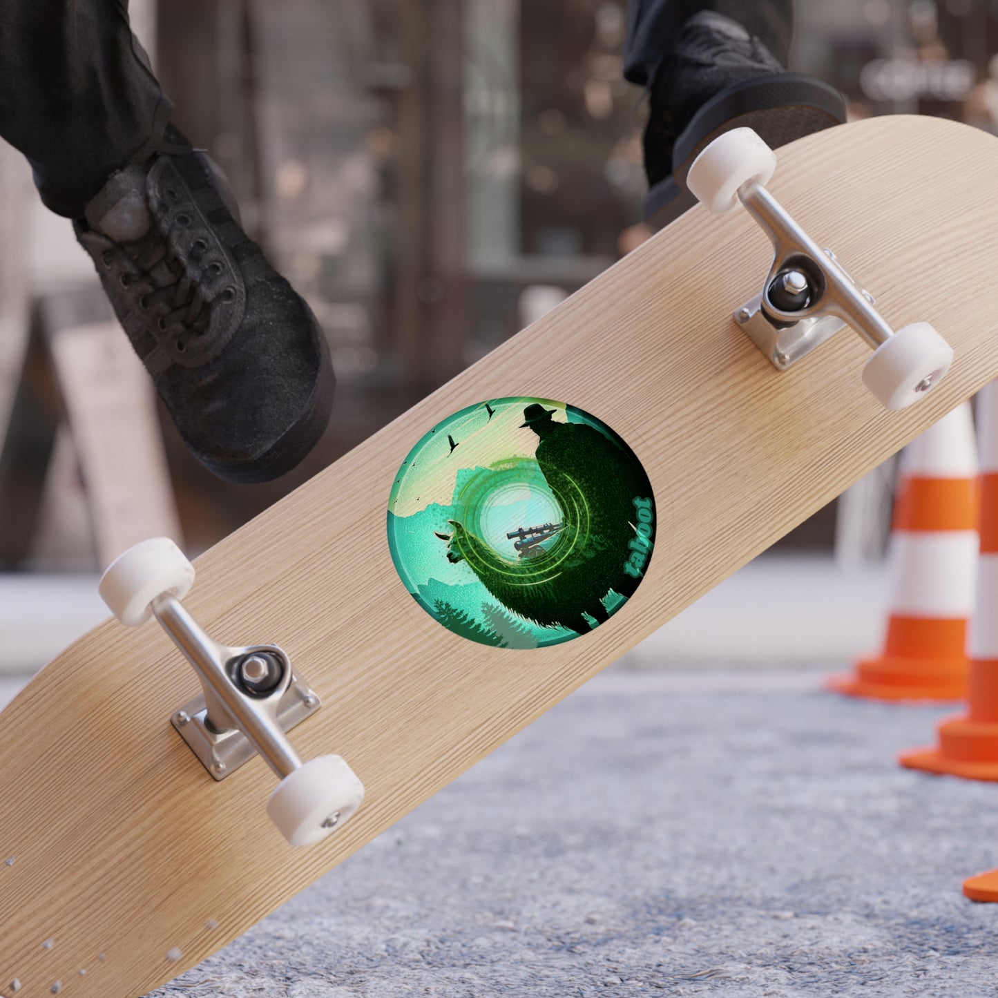 Donut Bumper/Outdoor Sticker - "The Taboo(t) Donut" - series 1.0 - teal picture donut - [Die-Cut] 6"x 6"