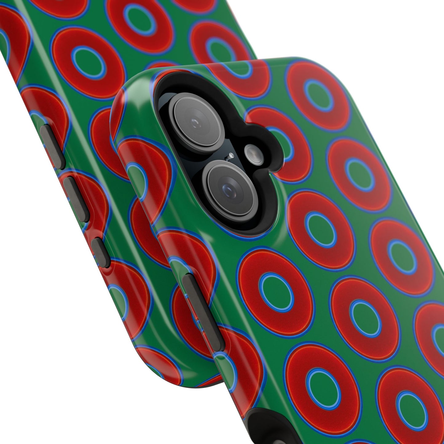 Magnetic Tough Donut Case - red vivid donut print w/green background