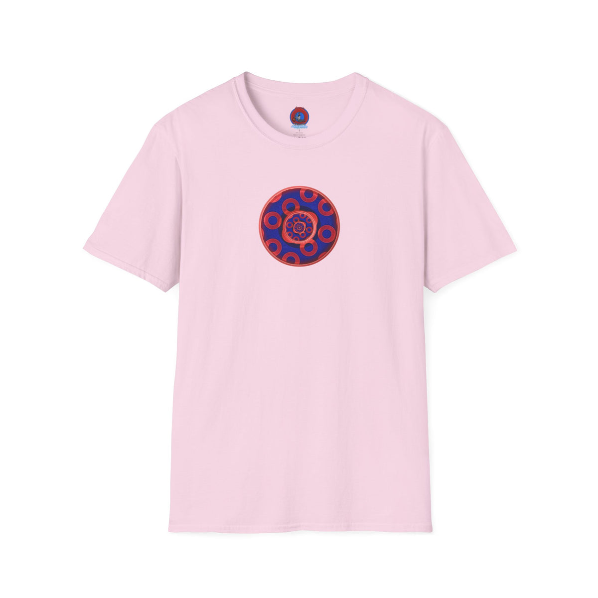 Classic Donut Tee - Unisex Soft-Style - "Kaleidoscope Abyss of Donut" - paradoxical print - variant 2 - series 1.0 - donut vortex - red/blue
