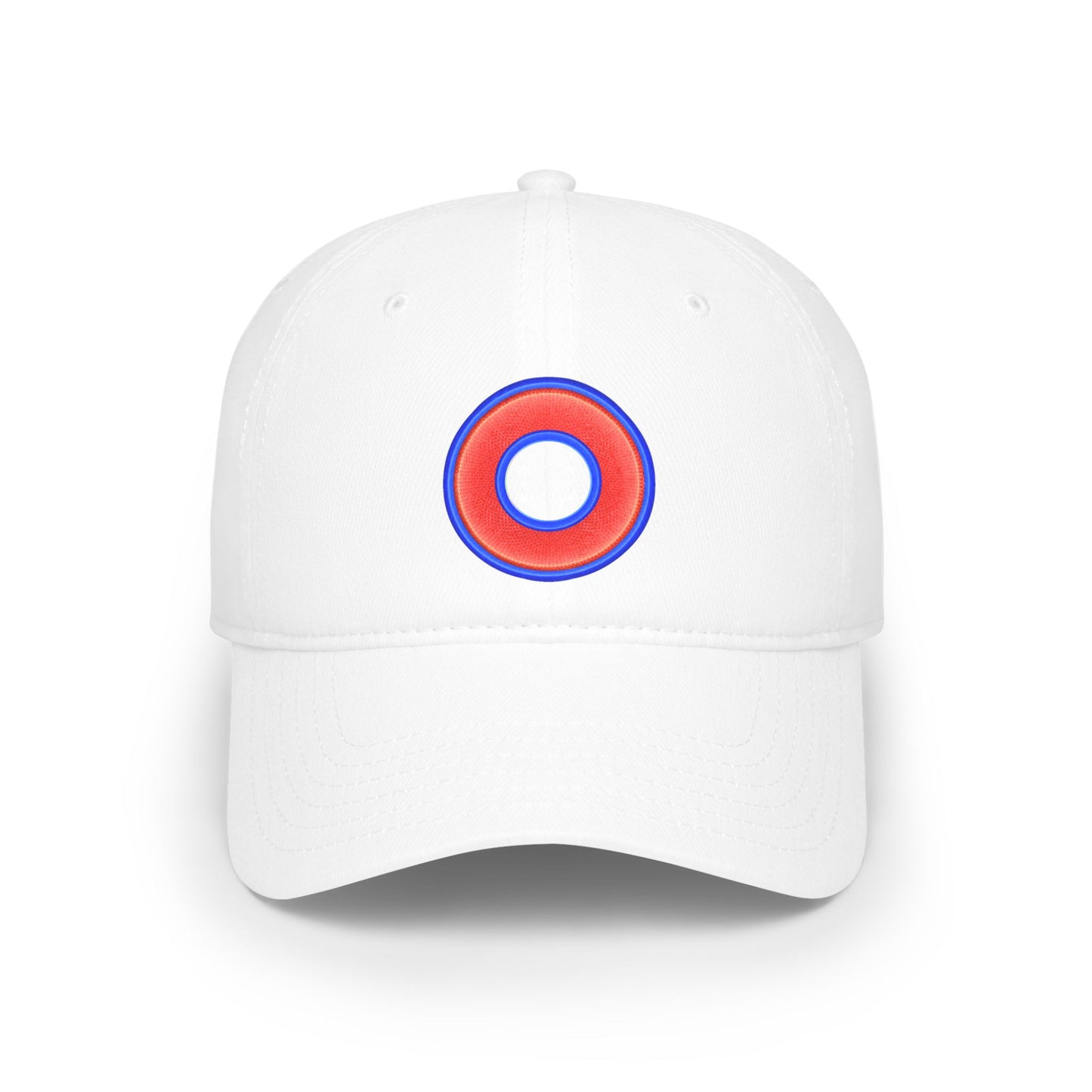 Lumpy Donut Baseball Cap - "Plain [Mary] Jane" - rustic red/blue donut w/