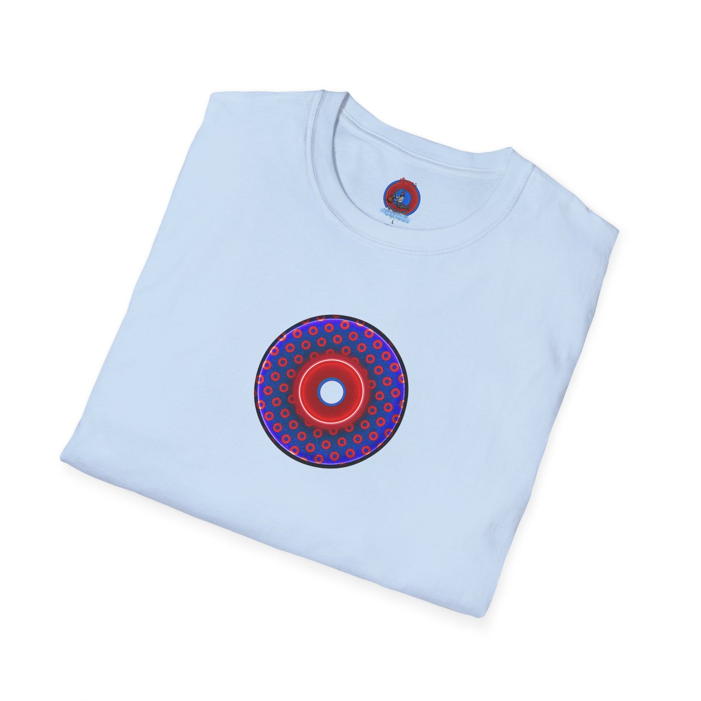 Classic Donut Tee - Unisex Soft-Style - "Vivid Donut inside a Paradox Donut" - blue/red electric paradox donut - variant 1