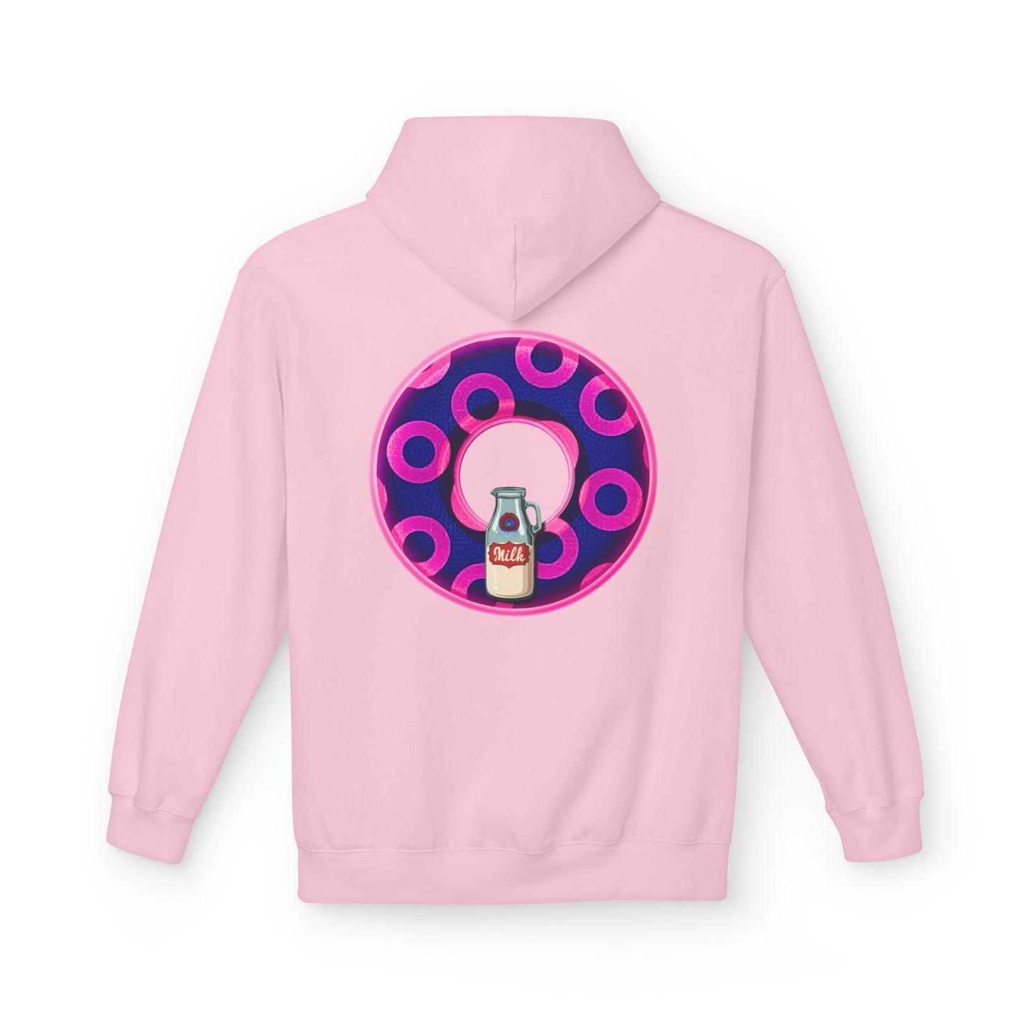 Fleece Harry Hoodies [Midweight Soft-style] - "Wooked Cream Dairy - YEMSG Donut" - blue/magenta rustic paradox donut - variant 5
