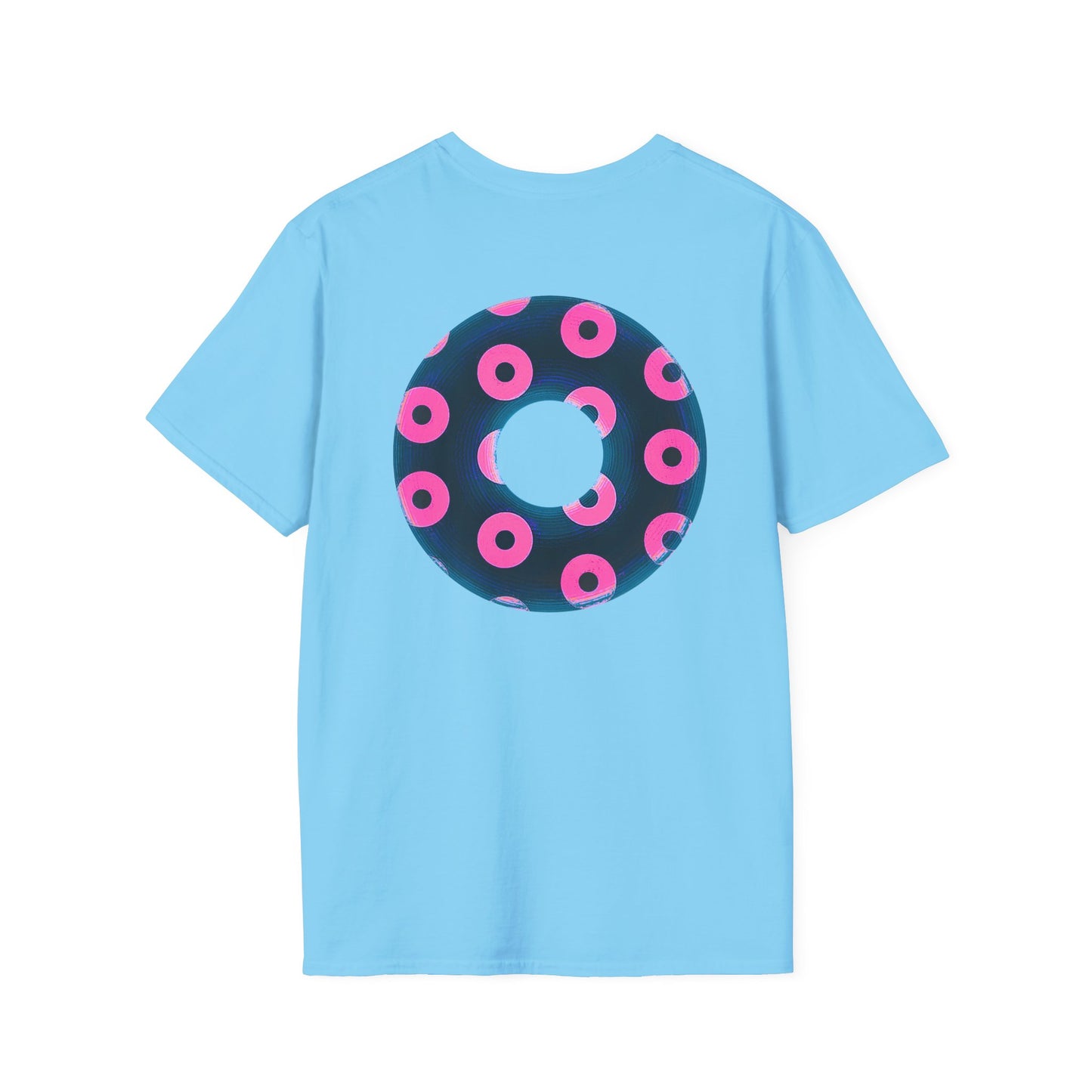 Copy of Plain Donuts/Unisex Soft-Style - "Plain Blimpy Paradoxical Donuts" - dark steel blue/vivid magenta donuts