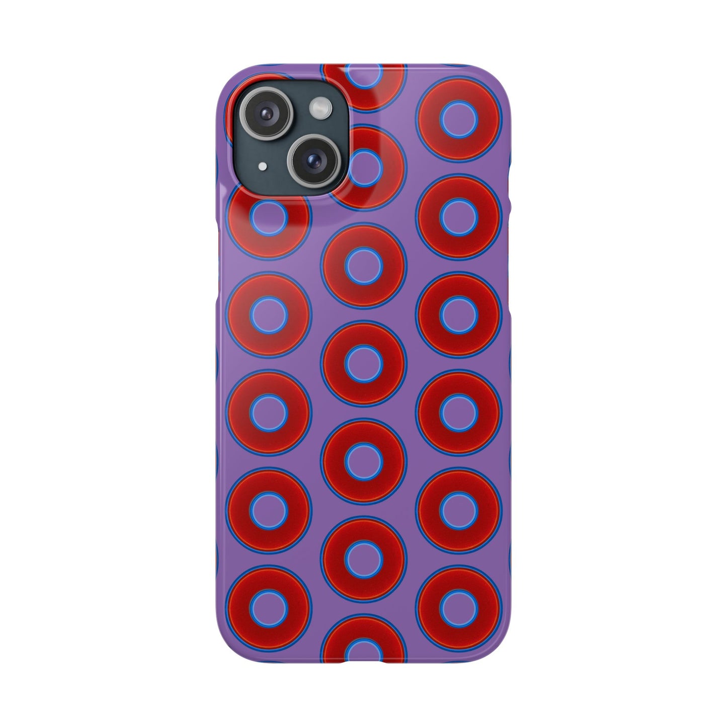 Lumpy Donut Snap Case - red vivid donut print w/light purple background