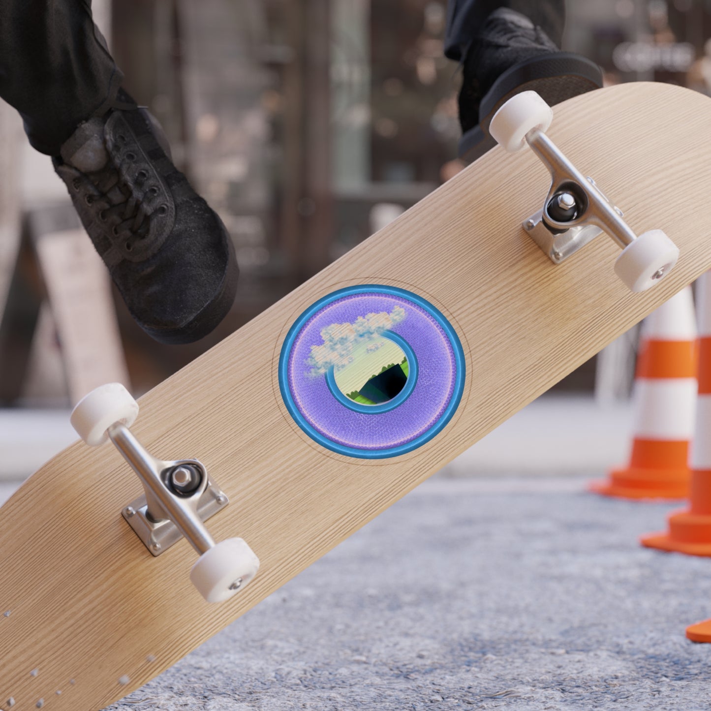 Donut Bumper/Outdoor Sticker - "Got Rhombus?" - series 1.0 - variant 4 - purple/blue donut - [Die-Cut] 6"x 6"