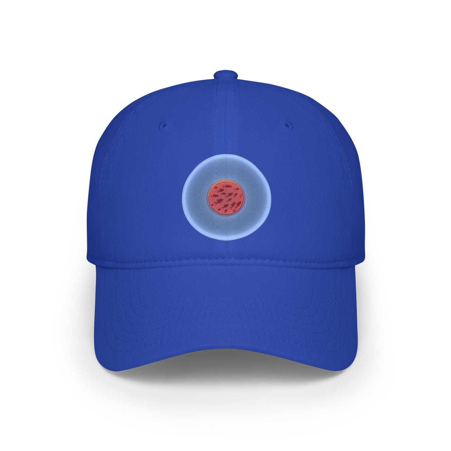 Lumpy Donut Baseball Cap - "Swimming by this Donut Cap" - variant 2 - light blue/red phatty donut w/
