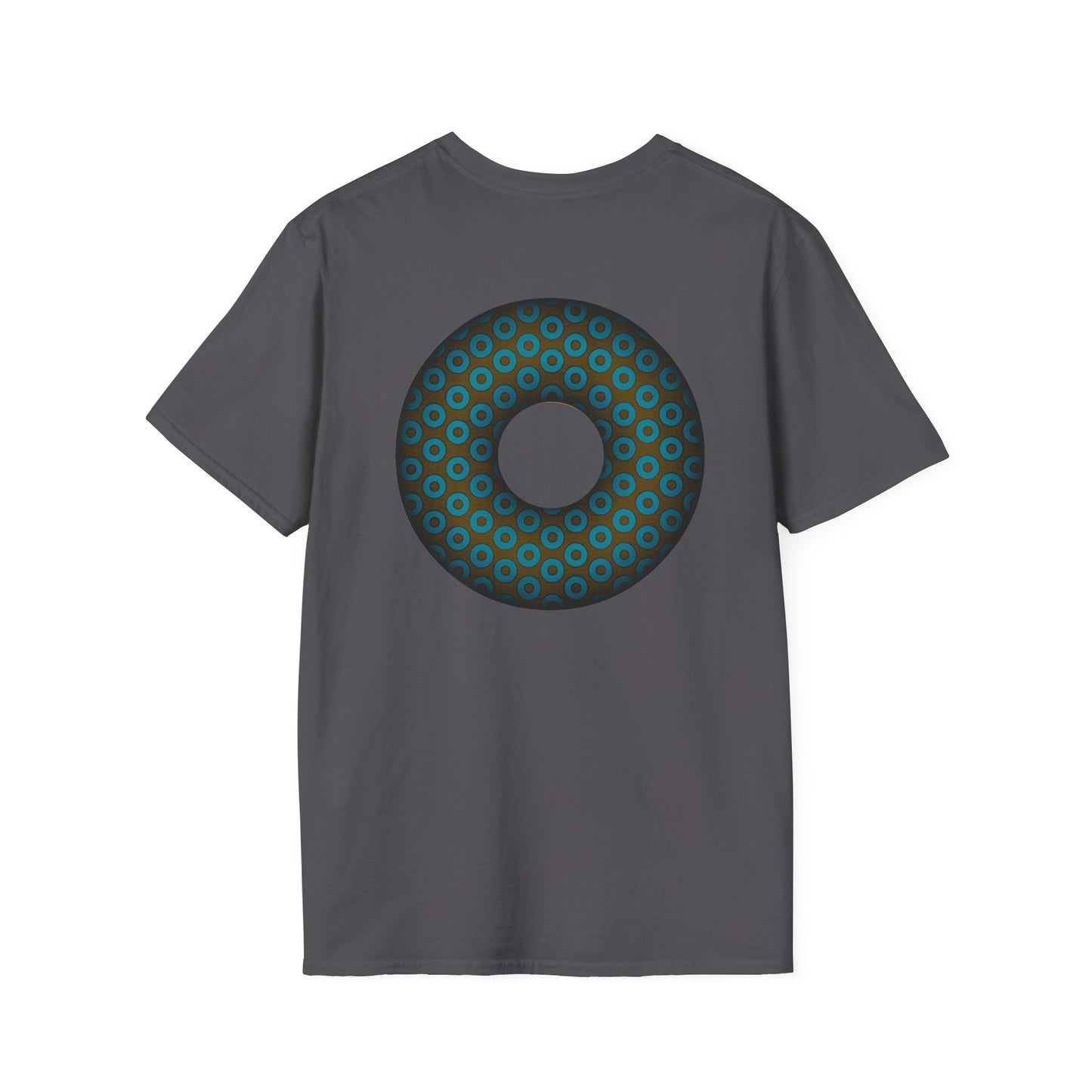 Plain Donuts/Unisex Soft-Style - "Plain Paradoxical Grided Donuts" - teal/brown donuts