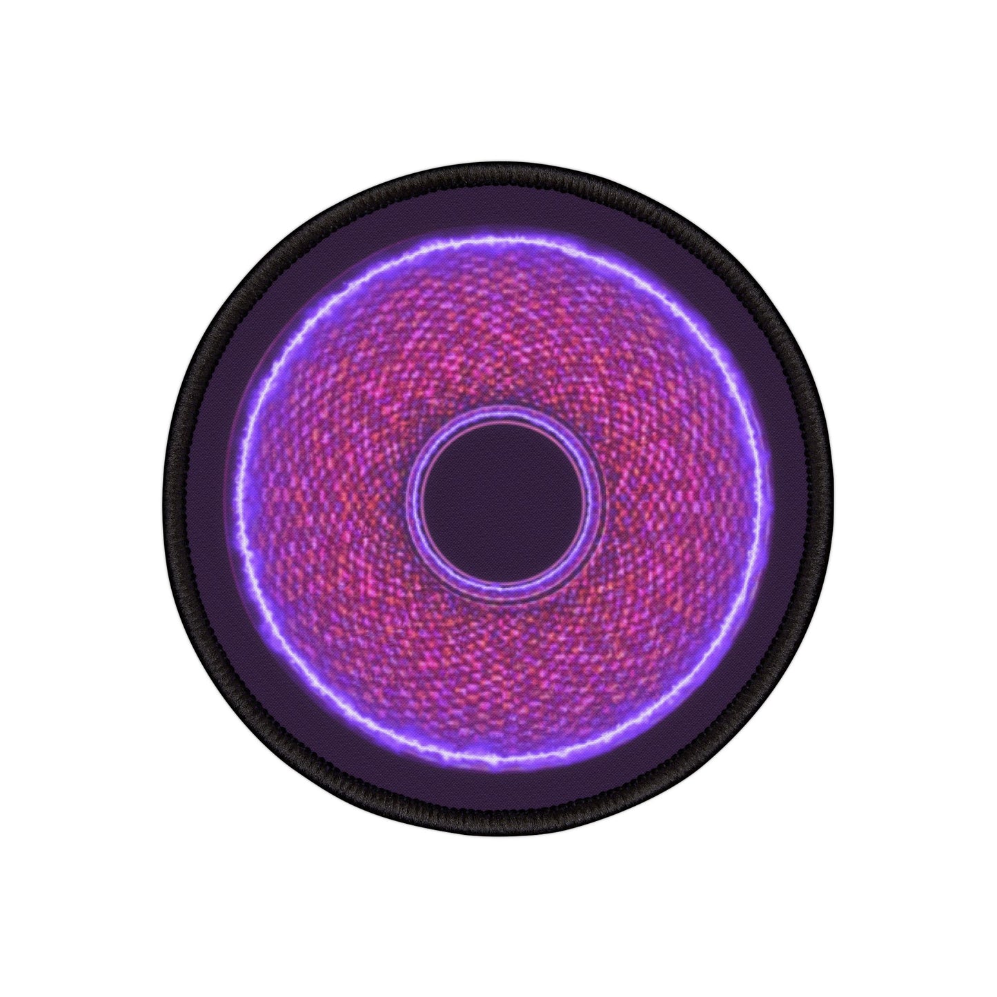 Iron-On Donut Patch - "The Frankenstein Donut Patch... It's Alive!" - purple pixilated donut