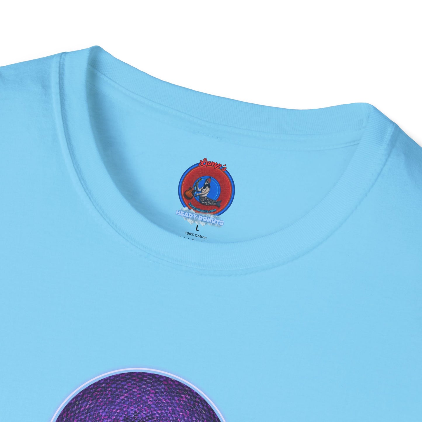 Classic Donut Tee - Unisex Soft-Style - "Plain Pixilated Donut' - purple/light purple pixilated afterglow donut
