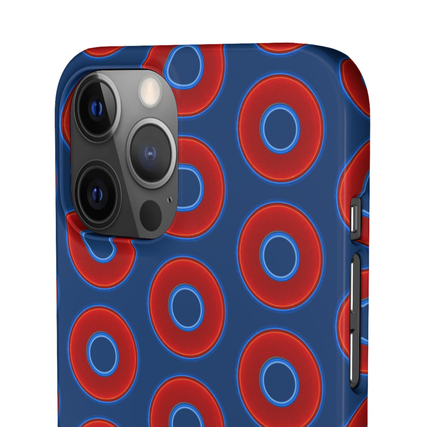 Lumpy Donut Snap Case - red vivid donut print w/Atlantic navy blue background
