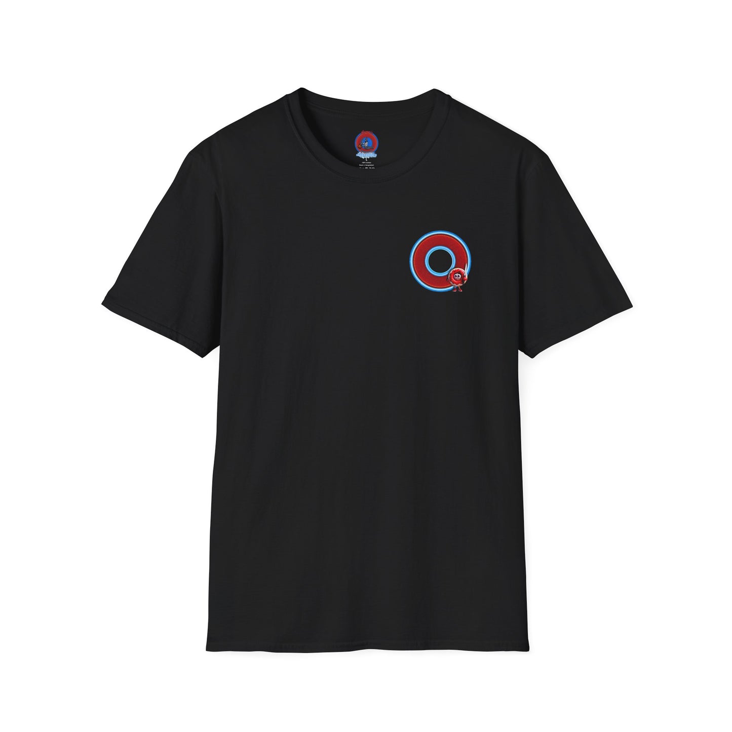 Classic Donut Tee - Unisex Soft-Style - "My Friend the Donut " - series 1.0  - variant 1 - red/blue donut