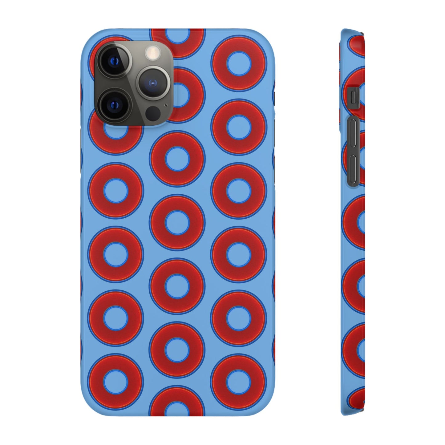 Lumpy Donut Snap Case - red vivid donut print w/light blue background