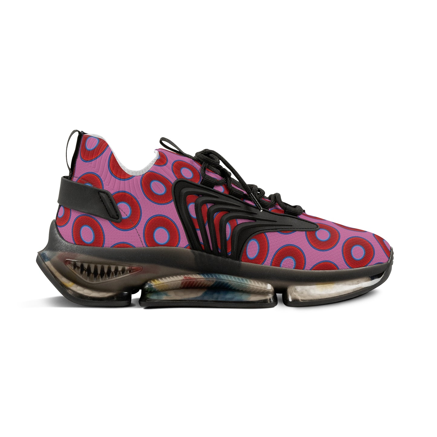 Donut Kicks - red vivid donut print w/light pink background