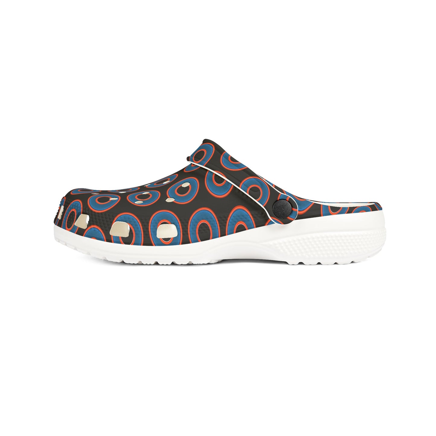 Spatchcocks - donut slip-on shoes - blue rustic donuts w/black background [unisex]