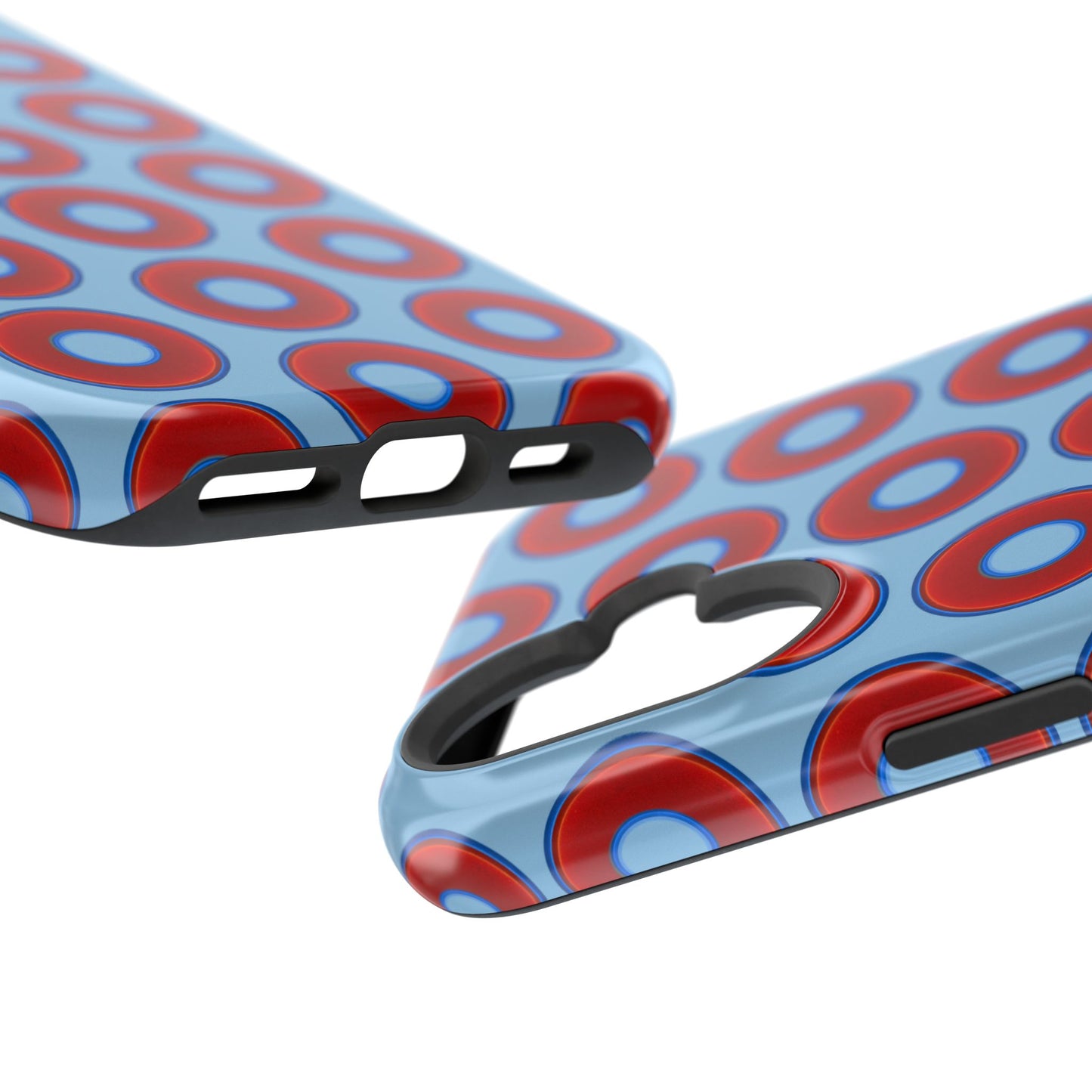 Impact-Resistant Lumpy Donut Case - red vivid donut print w/sky blue background