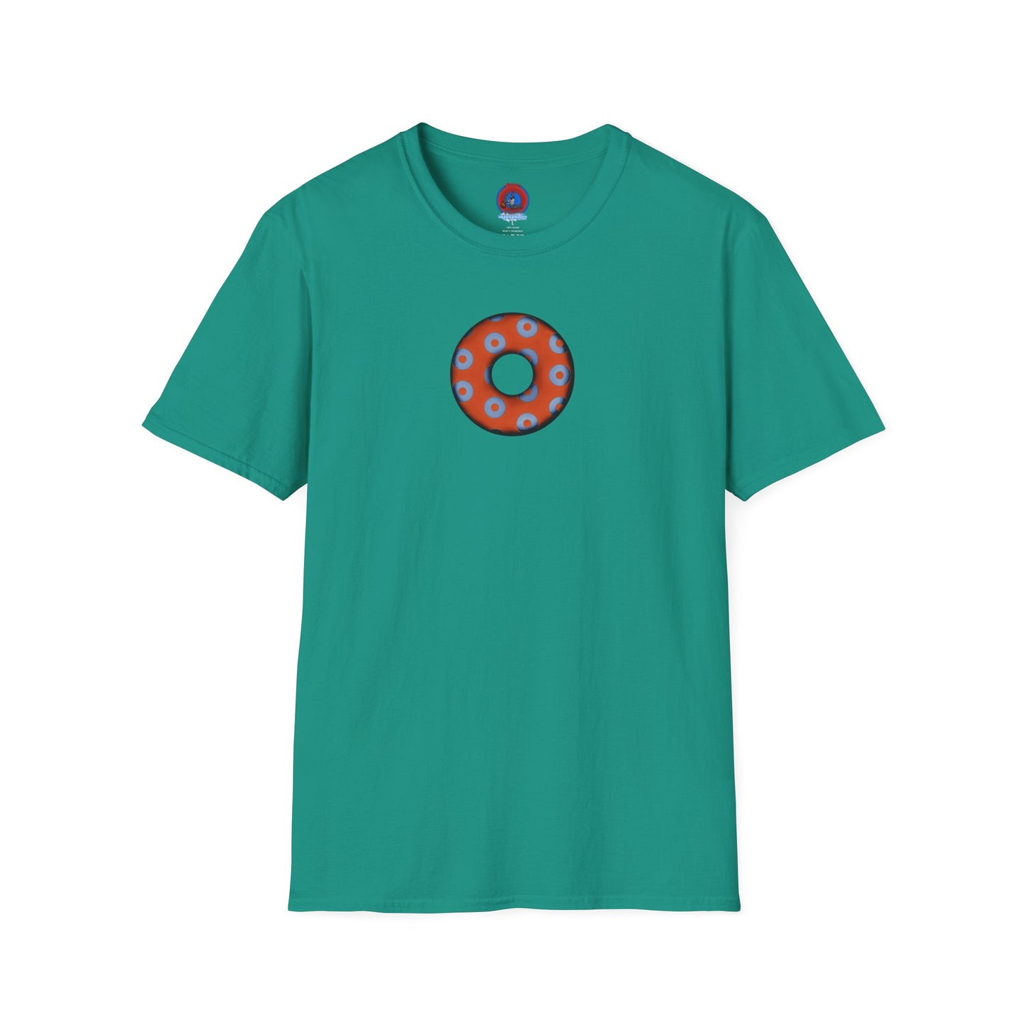 Plain Donuts/Unisex Soft-Style - "Plain Blimpy Paradoxical Donuts" - light blue/orange donuts
