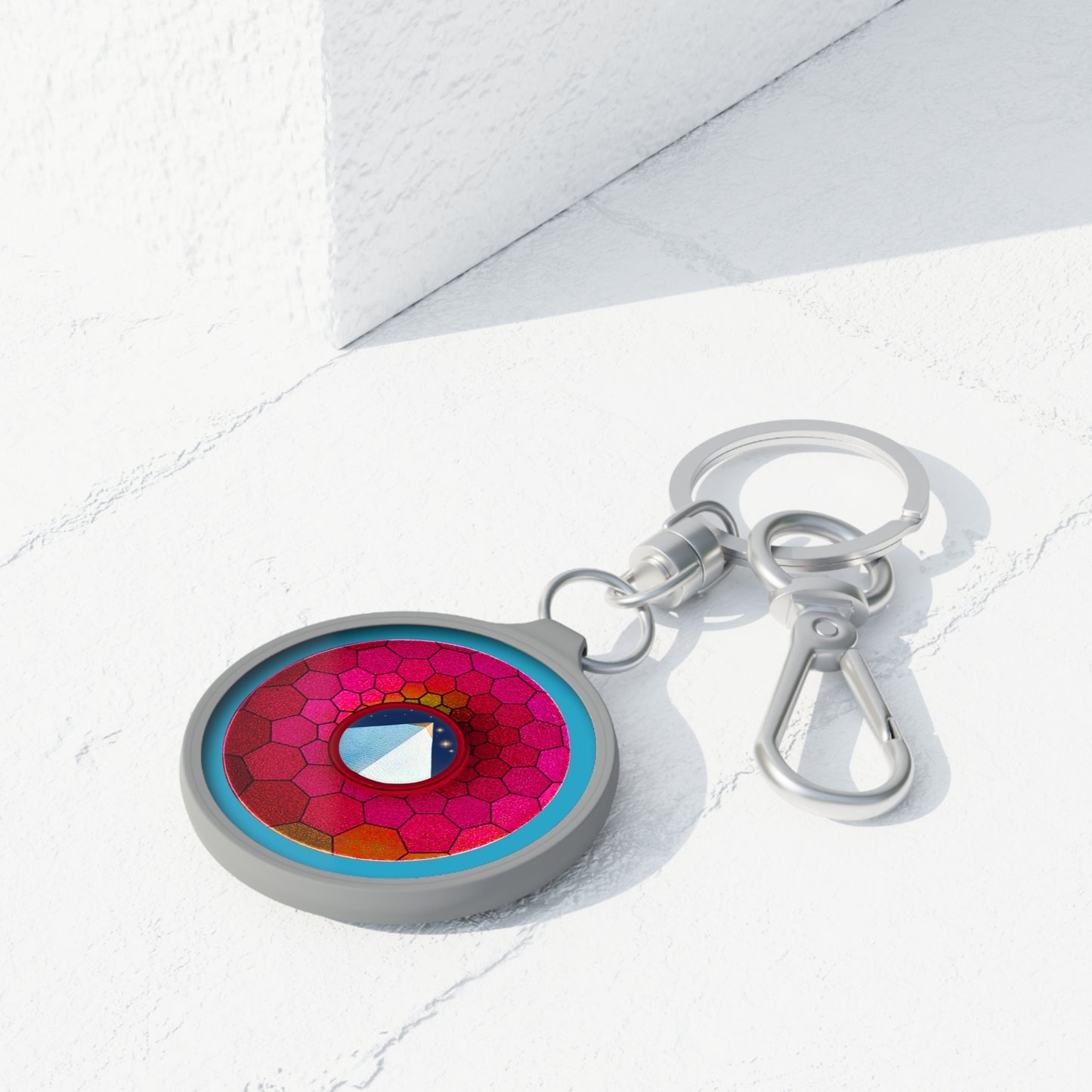 Lumpy Donut Keychain - "Limestone Donuts so Large" - series 1.0 - variant 7 - magenta hexadonut