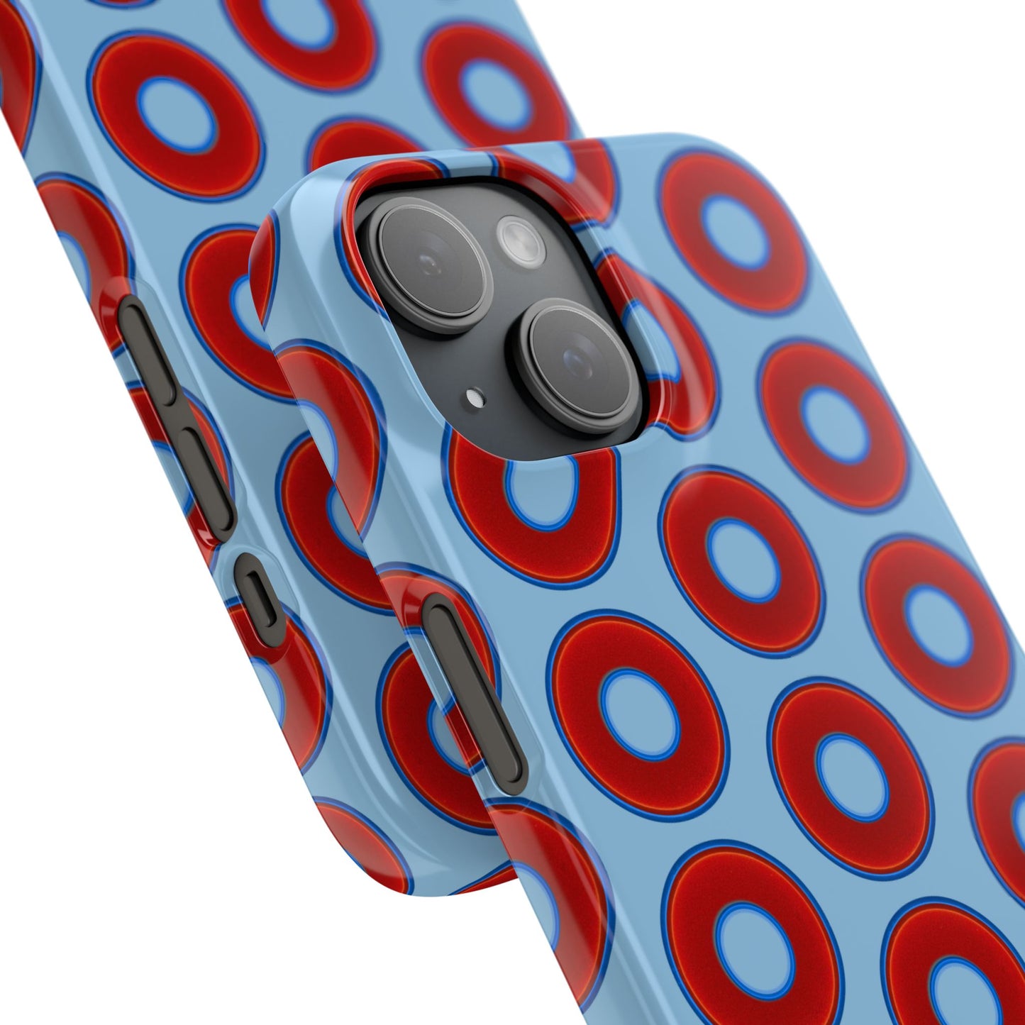 Lumpy Donut Snap Case - red vivid donut print w/sky blue background
