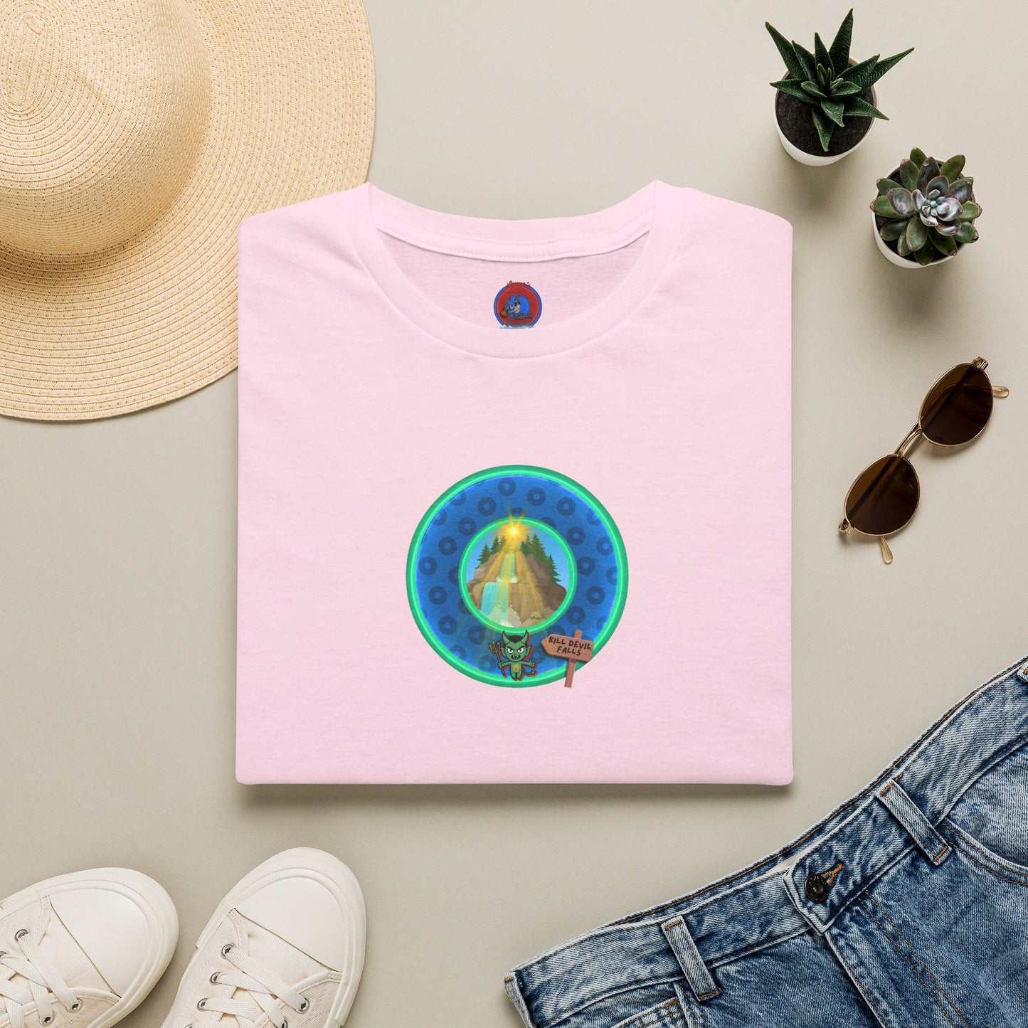 Classic Donut Tee - Unisex Soft-Style - "Devil's Drowning Donuts" - blue/green paradox donut