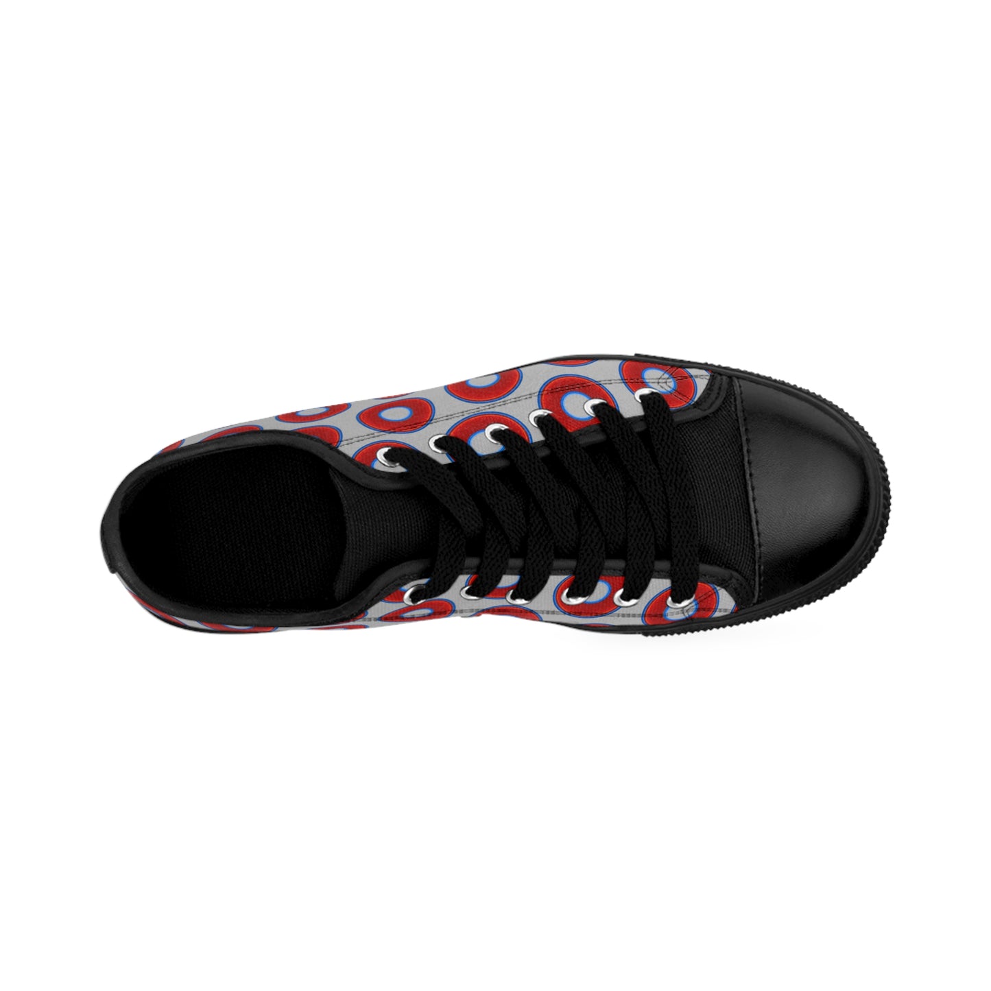 Men's Cushiony Convectors - Low Top - large red vivid donut print w/light gray background