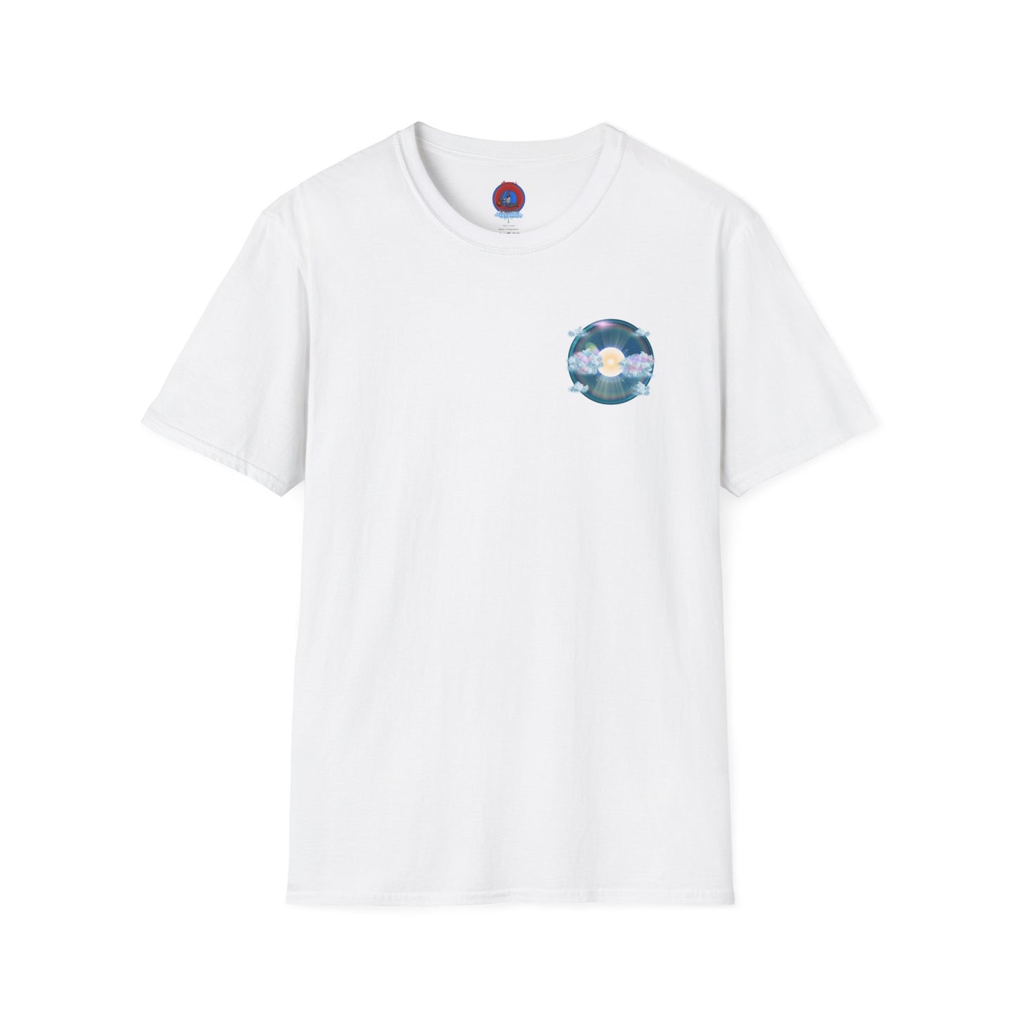 Classic Donut Tee - Unisex Soft-Style - "The Divided Donut" - variant 2 - blue donut  w/hole & sun [*50% to The Divided Sky Foundation]