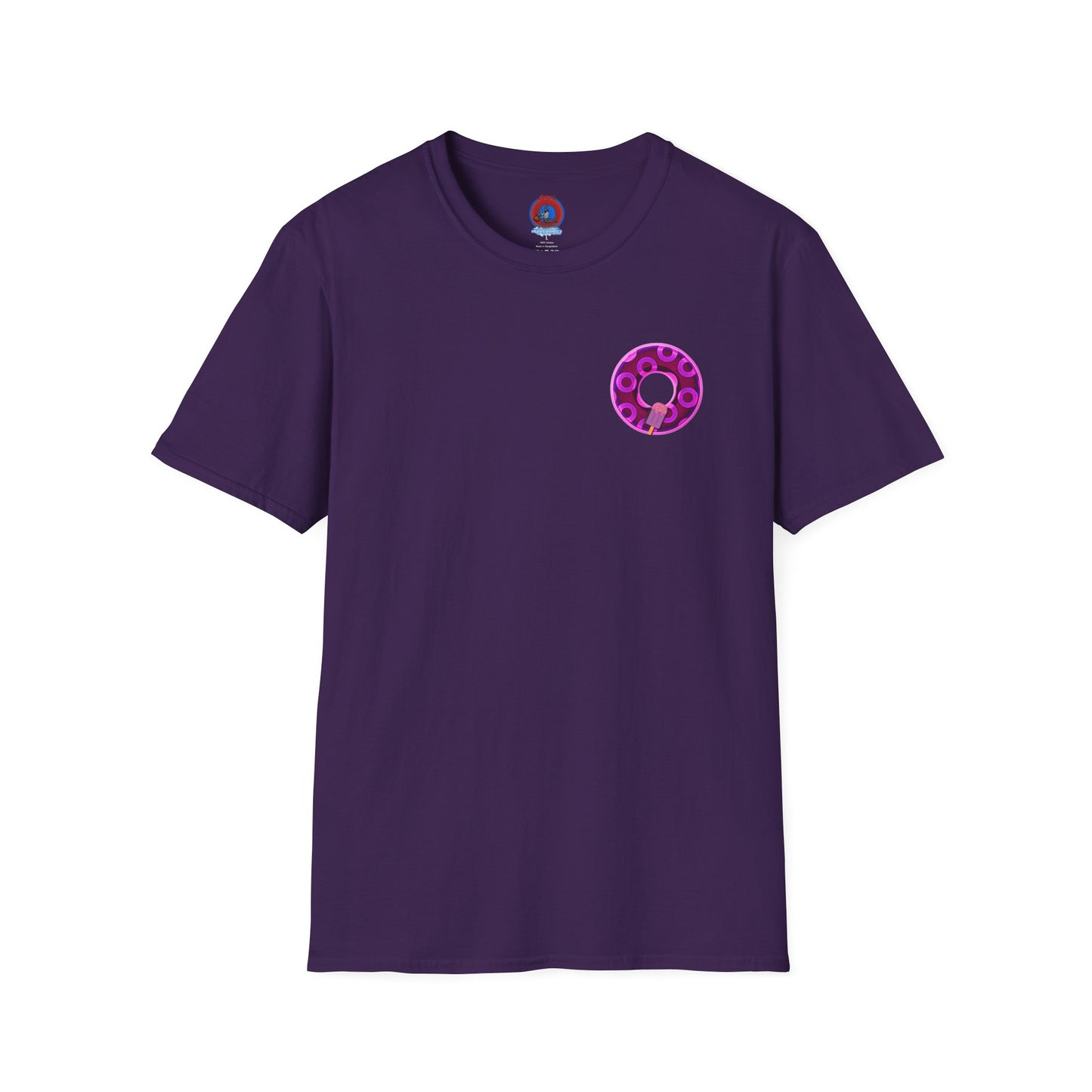 Classic Donut Tee - Unisex Soft-Style - "It's Ice Cream Popsicles - YEMSG Donut" - purple/magenta paradox donut - variant 1