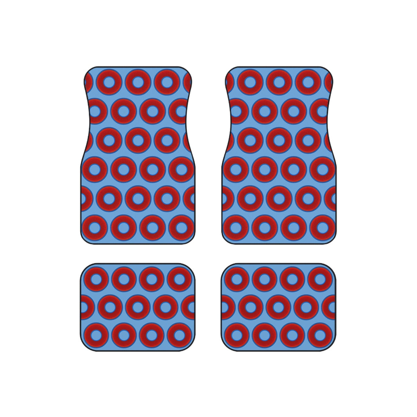 Contacted Car Mats - vivid donut print w/light blue background