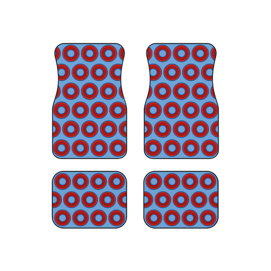 Contacted Car Mats - vivid donut print w/light blue background