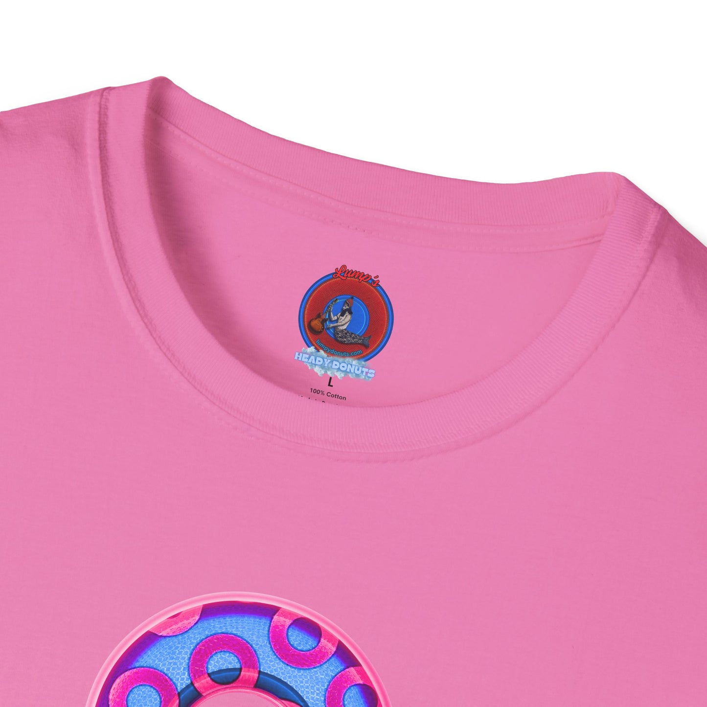 Plain Donuts/Unisex Soft-Style - "Plain Rustic Paradoxical Donuts" - light blue/magenta donuts