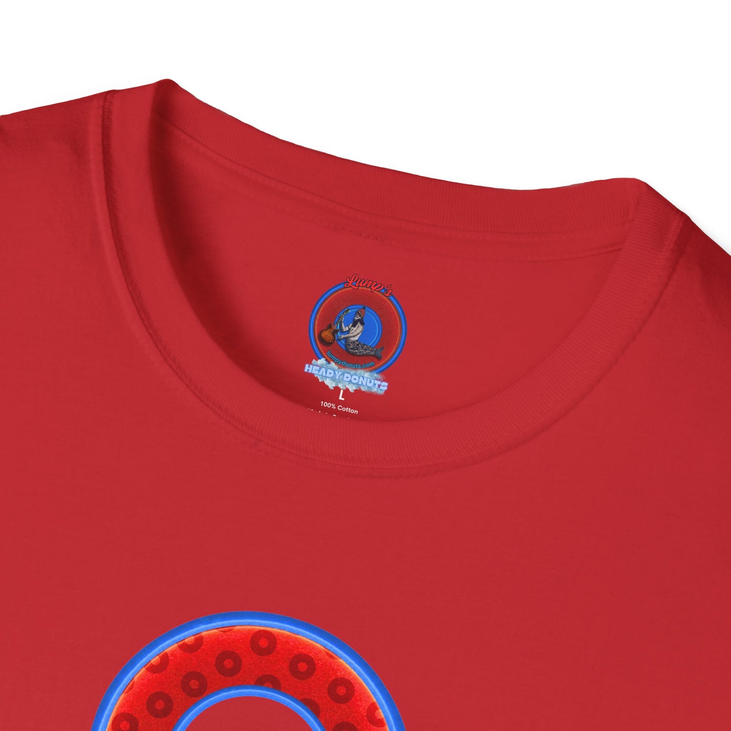 Plain Donuts/Unisex Soft-Style - "Plain Wide Mouthed Paradoxical Donuts" - red/medium royal blue donuts