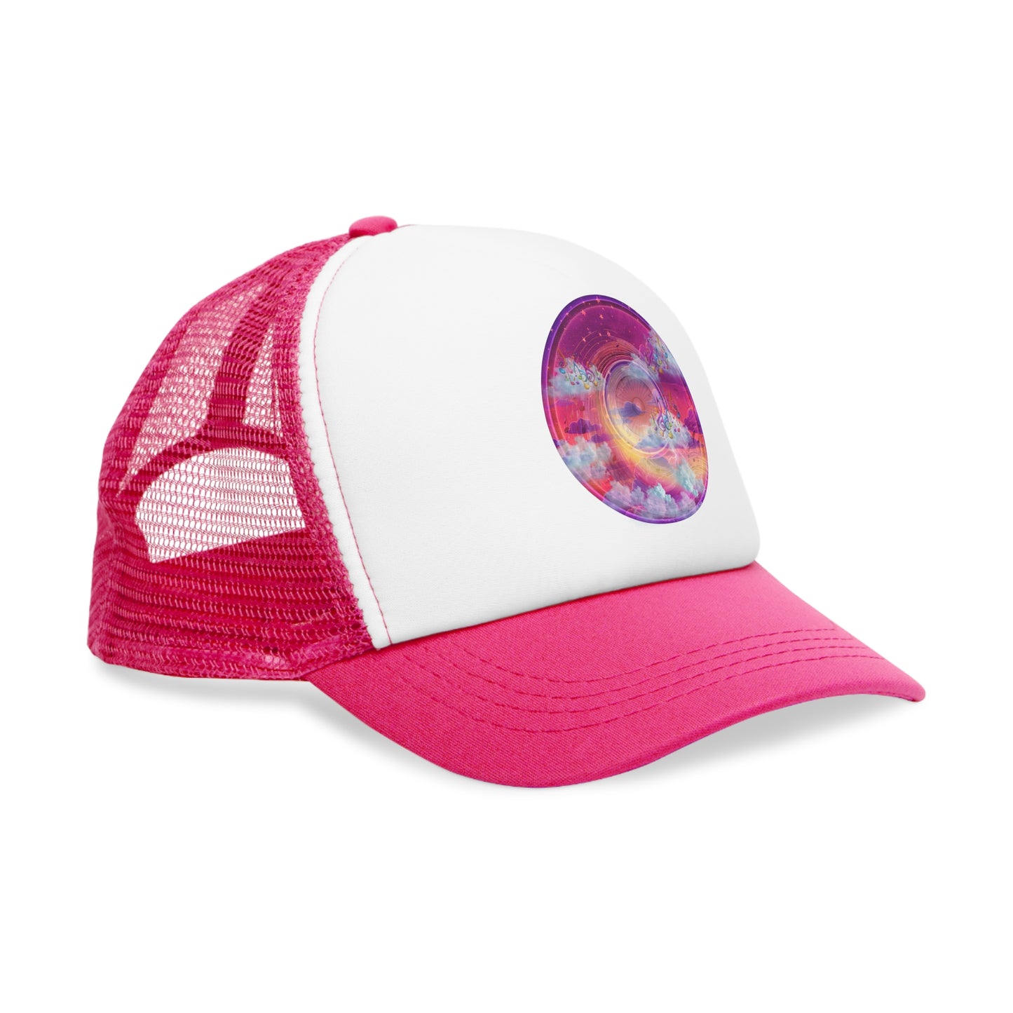 Lumpy Trucker Hat - "Conjurers of Donuts" - purplish/magenta donut